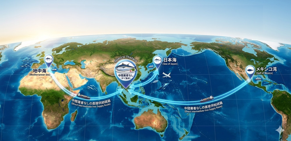 世界の主要漁場から極上マグロをタイへ